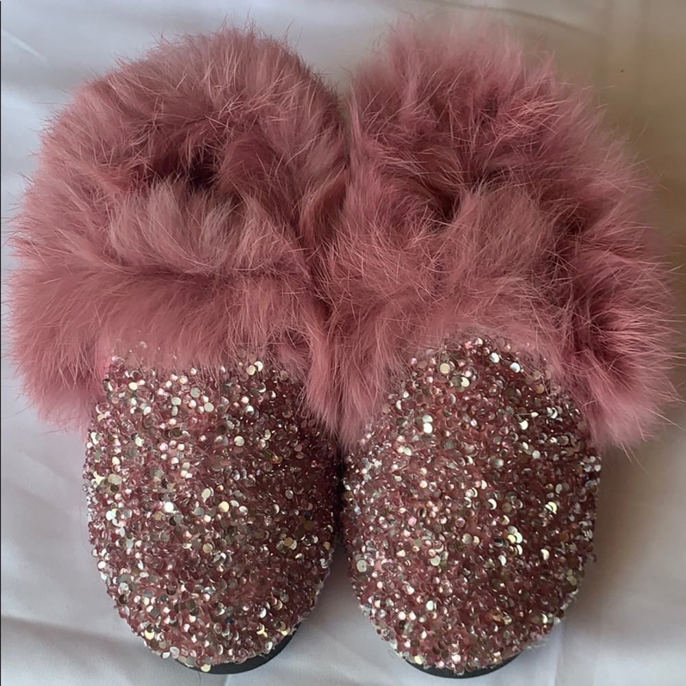 COPY - Girls rhinestone moccasins with fur